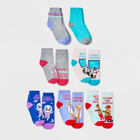 Girls' 10pk Lightweight Ankle Socks - Cat & Jack™ S