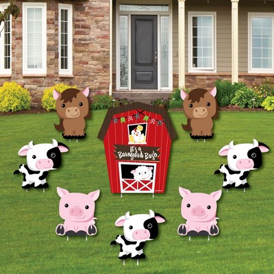 Big Dot of Happiness Farm Animals - Yard Sign & Outdoor Lawn Decorations - Barnyard Baby Shower or Birthday Party Yard Signs - Set of 8