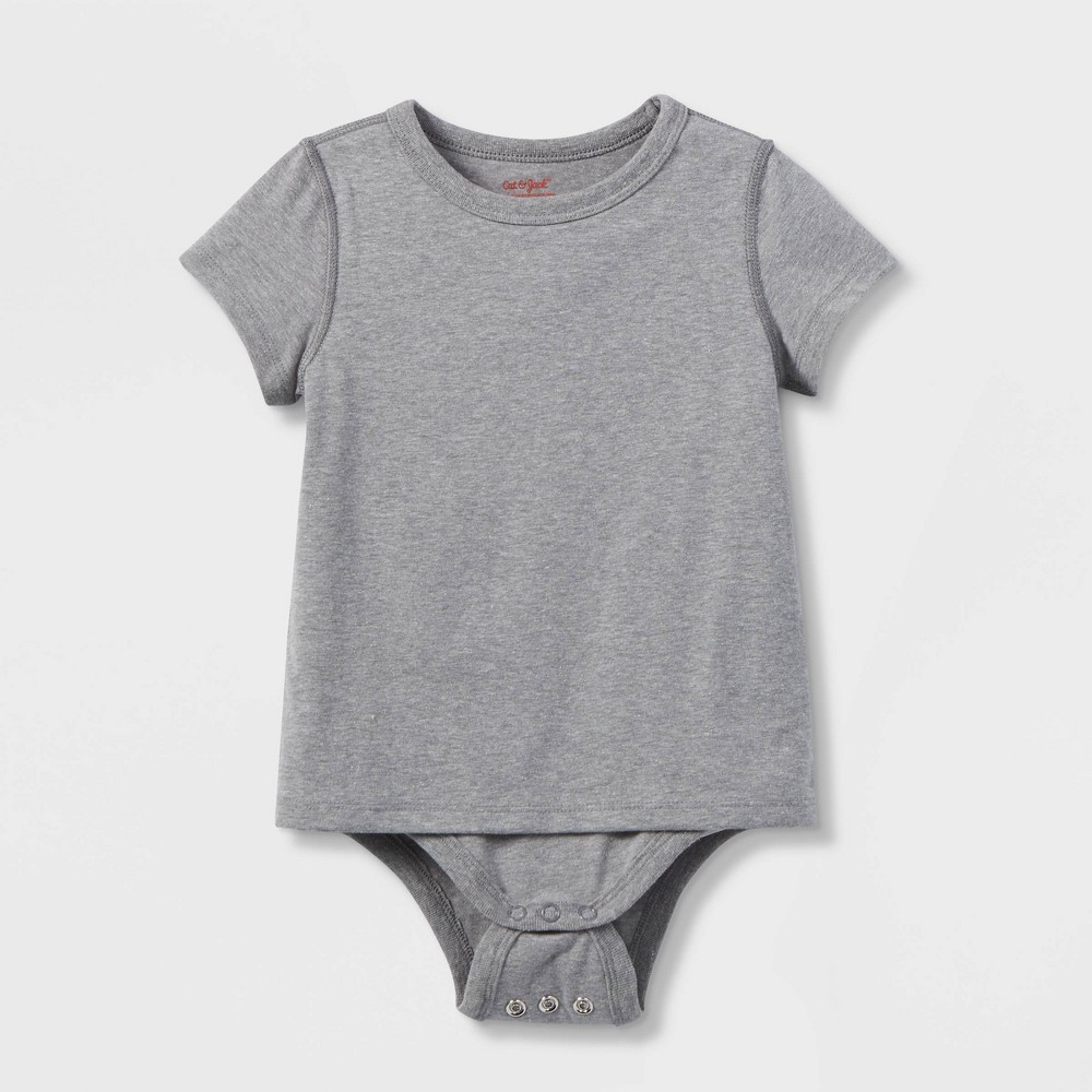 Toddler Adaptive Short Sleeve Bodysuit with Abdominal Access - Cat & Jack™ Gray 3T: Sensory Friendly Jersey