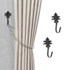 Unique Bargains Curtain Holdbacks Five-Leaf Design Hooks Iron 3.94"x1.97" 1 Pair - 2 of 4