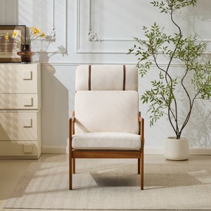Christopher Knight Home Zephys Mid-Century Modern Wooden Armchair with High Back and Cushions - 1 of 4