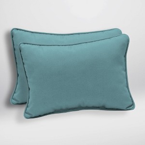 2pk Canvas Texture Oversized Outdoor Lumbar Pillows Blue - Arden Selections