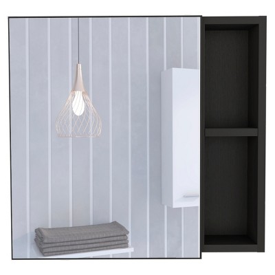 GlasFlength Decorative Wall Mirrors Bathroom Decor Cabinet Accent Mirror Vanity Mirrors Open Shelves for Bathroom Wall, Black, 19.6"*5.5"*18.6"