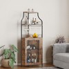 Corner Bar Cabinet, 61" Tall Farmhouse Wine Cabinet with Detachable Wine Rack, 5-Tier Industrial Wine Cabinet with Glass Holder & Adjustable Shelves - 3 of 4