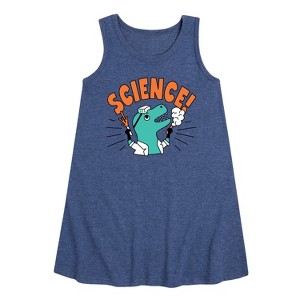 Girls' - Instant Message - Science Dinosaur Graphic Sleeveless Aline Dress - 1 of 4