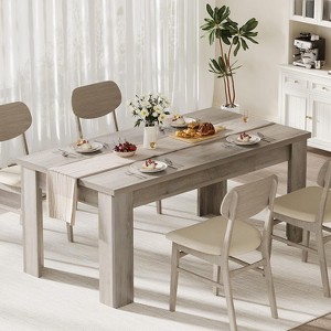 coucheta 63" Dining Table for 4-6 People, Wood Farmhouse Rectangular Dinner Table, for Dining Room, Kitchen, Living Room, Apartment, Small Space - 1 of 4