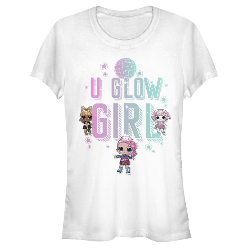 Juniors Womens L.O.L Surprise U Glow Girl Disco T-Shirt, 1 of 4