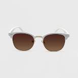 Women's Plastic Metal Combo Square Clubmaster Solid Sunglasses - Wild Fable™ White