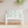 vidaXL 2pcs Green Outdoor Garden Bench Cushions - 39.4"x19.7"x2.8" - Leaf Pattern - UV and Water-Resistant Polyester Fabric - 2 of 4