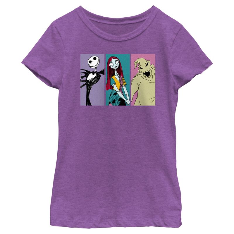 Girl's The Nightmare Before Christmas Jack, Sally, Oogie Panels T-Shirt, 1 of 5