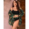 Coolmee Women's Plus Size 3 Piece Bikini Set Swimsuit Triangle Bathing Suit with Floral Beach Cover Up Swimwear - 3 of 4