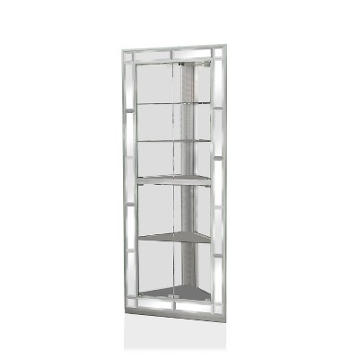 Racca Corner Design Curio Cabinet Silver - miBasics