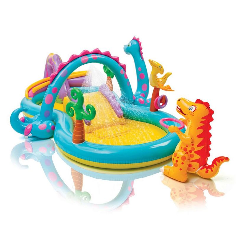 Intex Dinoland Backyard Kiddie Inflatable Swimming Pool and Inflatable Ocean Play Center Pool with Slides, Water Sprayers, Toys, and Games, 2 of 9