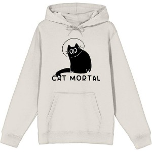 Black Cartoon Helmet Cat Adult Long Sleeve Hoodie - 1 of 2