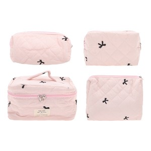 Unique Bargains Handheld Bow Embroidery Makeup Bag 4 Pcs - 1 of 4