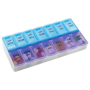 MEDca Pill Organizers: Small Organizer w/ Weekly and Daily 2-Times/Day Compartments for AM / PM: BPA-Free, Portable and Travel Boxes Case - 1 of 4