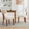 Set Of 2 Armless Dining Chairs With Linen Upholstery, Curved Backrest And Wooden Legs For Dining Room Or Living Space-Maison Boucle - 2 of 4