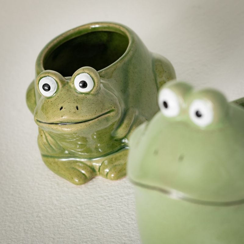 Sullivans 6.25" & 3.5" Toad-Ally Fun Planter Set of 2, Green, 2 of 5
