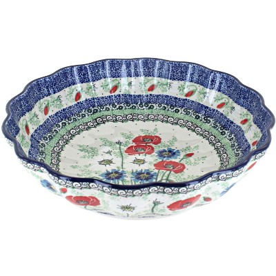 Blue Rose Polish Pottery Summer Dawn Large Scallop Bowl