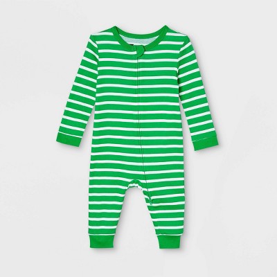 Baby Striped 100% Cotton Matching Family Pajamas Union Suit - Green 3-6M