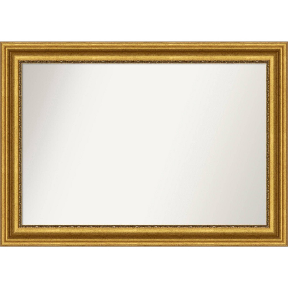 42" x 30" Non-Beveled Parlor Bathroom Wall Mirror Gold - Amanti Art: Wall Mount, Polystyrene Frame