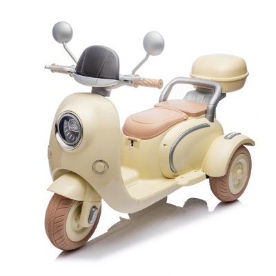 TopComfy Baby Walkers Kids Two Seater Three Wheel Ride Backseat Flip Adult Seat Portable Storage Hooks for Kids, Beige, 32.28"*14.17"*16.14"