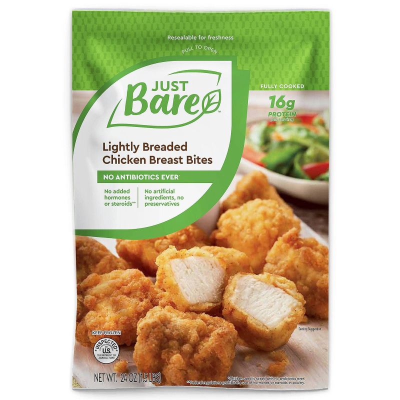 Just Bare Lightly Breaded Chicken Breast Bites - Frozen - 24oz, 1 of 2