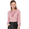 Allegra K Women's 1950s Vintage Ruffle Neck Long Sleeve Dots Chiffon Blouse - 2 of 4