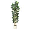 5/6/7FT Faux Fiddle Leaf Fig Tree with White Pot,  Artificial Plant for Home, Office, Store, Indoor & Outdoor Decor - 2 of 4