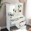 Modern Vanity with Mirror and Lights Mirror, 4 Drawers, 3 Ligthing Color Vanity Desk, Power Outlet, Crystal Ball Knobs,Makeup Desk for Bedroom-White - 2 of 4