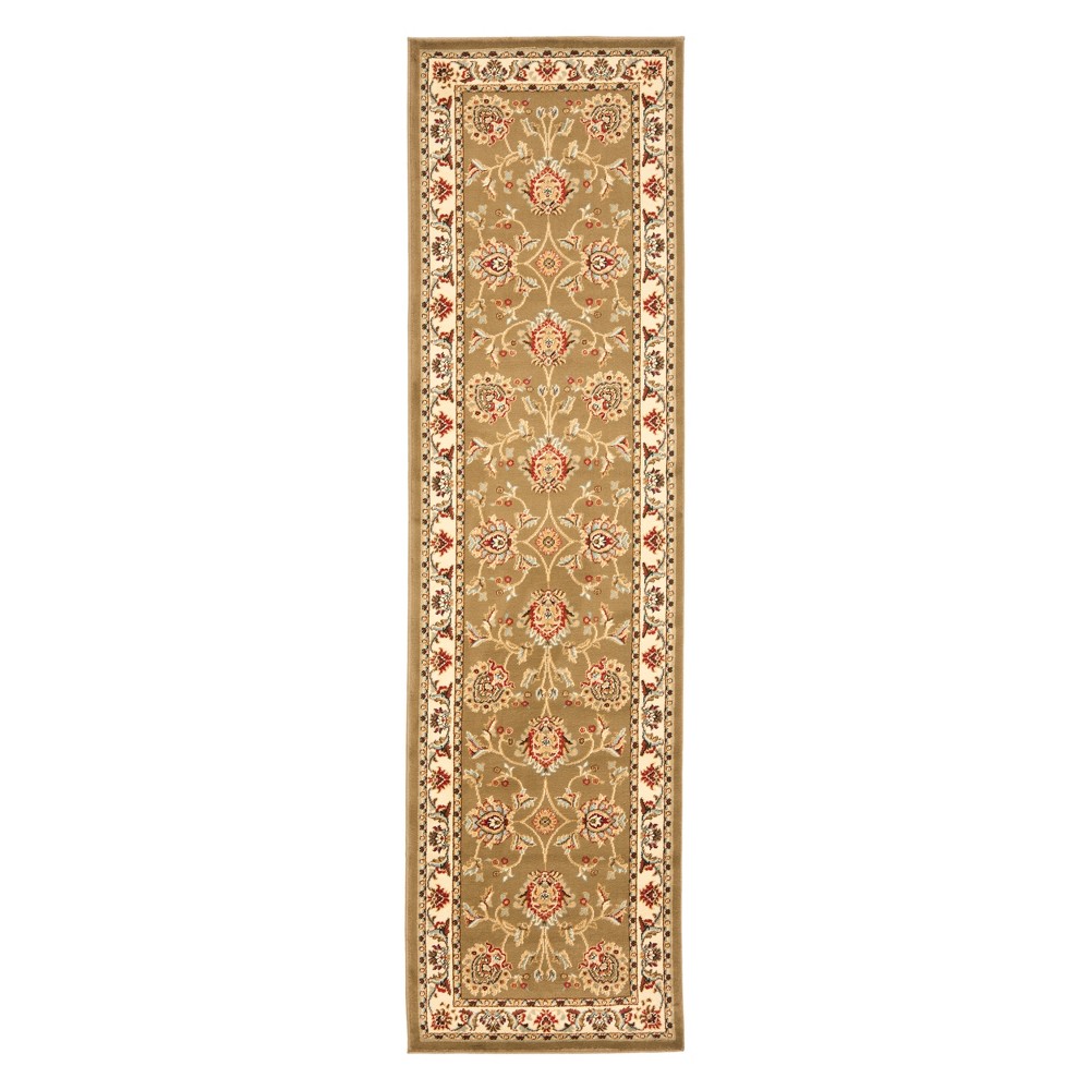 2'3inx8' Runner Floral Loomed Green/Ivory - Safavieh