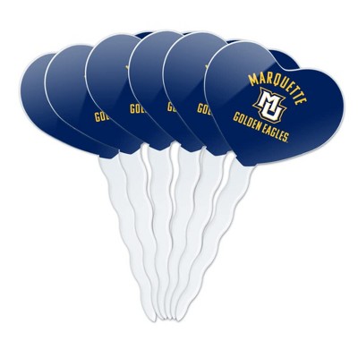 Marquette University Golden Eagles Heart Love Cupcake Picks Toppers Decoration Set of 6