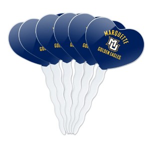 Marquette University Golden Eagles Heart Love Cupcake Picks Toppers Decoration Set of 6 - 1 of 4