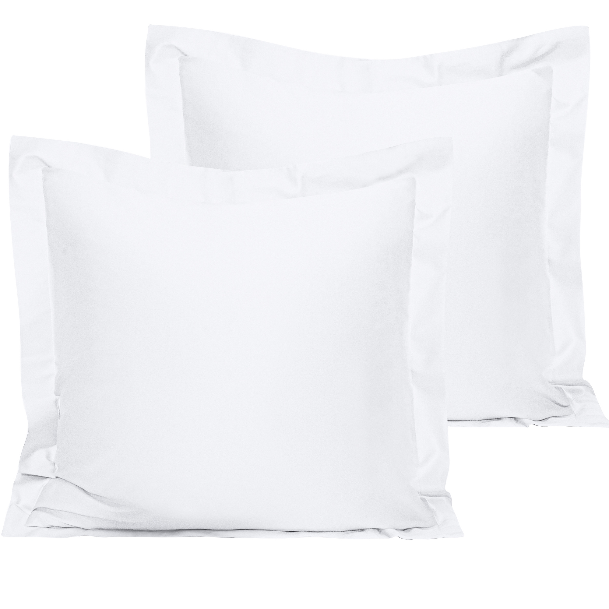 2 Pack 500 Thread Count Cotton Euro Sham Covers, Super Soft and Breathable Euro Pillow Covers, 26x26 Inches, White - NTBAY