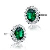 Guili Sterling Silver Colored Cubic Zirconia Round Halo Stud Earrings, a Radiant and Classic Jewelry Piece for a Versatile and Elegant Appeal - 4 of 4
