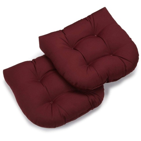 Blazing Needles 19 inch U shaped Twill Tufted Dining Chair Cushion set Of 2 Burgundy Target