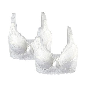 Allegra K Women Full Cup Breathable Comfort Floral Lace Non-Padded Underwired Bra - 1 of 4