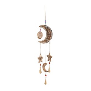 27" x 7" Eclectic Mango Wood Moon and Sun Windchime Gold - Olivia & May - 1 of 4