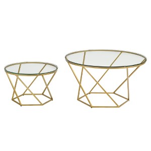 Geometric Glass Nesting Coffee Tables - Gold - Saracina Home
