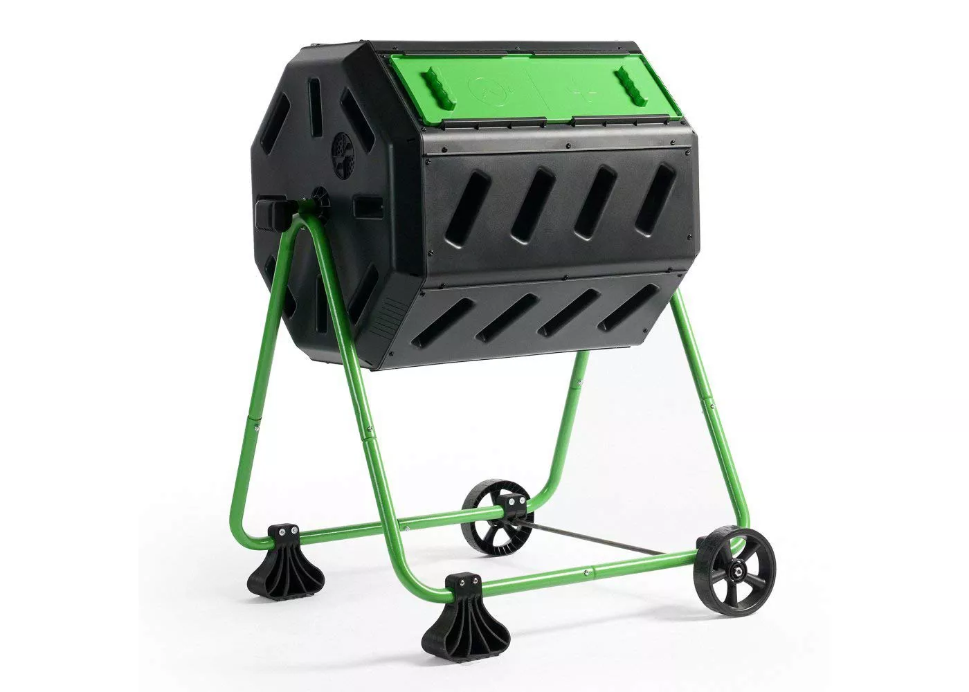 Hot Frog 37 Gallon Dual Chamber Quick Curing Tumbling Composter Bin For Soil 