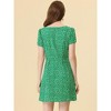 Allegra K Women's Printed Summer Casual Square Neck Short Sleeve Fit and Flare Dress - 4 of 4