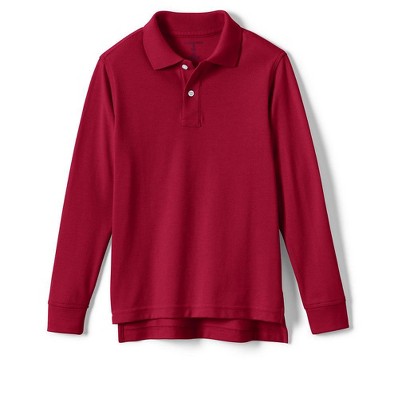 Lands' End School Uniform Kids Long Sleeve Mesh Polo Shirt - large - Red
