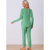 cheibear Women's Sweatshirt Jogger Lounge Set Long Sleeve Knit Round Neck Pajama Tracksuit - 3 of 4