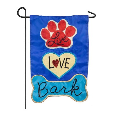 Evergreen Flag Live Love Bark Garden Applique Flag