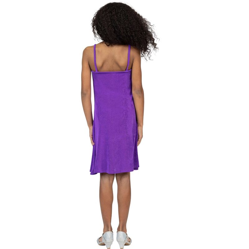 24sevenkid Girls Shimmery Spaghetti Strap Knee Length Dress, 3 of 6