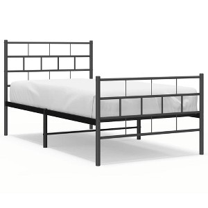 vidaXL Black Metal Twin Bed Frame with Headboard, Heavy-Duty, Under-Bed Storage, No Mattress - 1 of 4