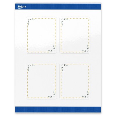 Avery 4" x 3-1/3" Labels, Gold Dots with Green Florals, 40 ct