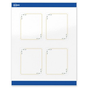 Avery 4" x 3-1/3" Labels, Gold Dots with Green Florals, 40 ct - 1 of 4