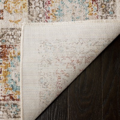 Ivory and Brick Traditional Synthetic Area Rug, 5' x 7'