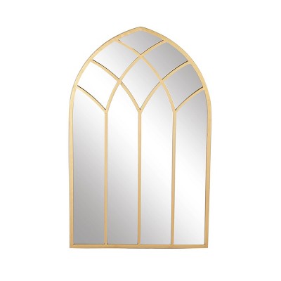 Modern Iron Framed Arched Window Wall Mirror Gold - Olivia & May